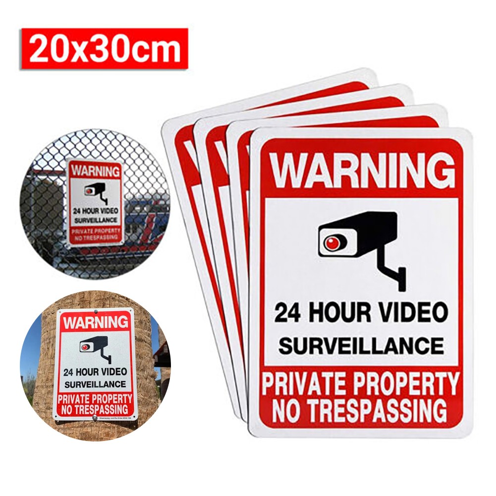 2PCS 24 Hour Video Surveillance Private Property No Trespassing Security Signs