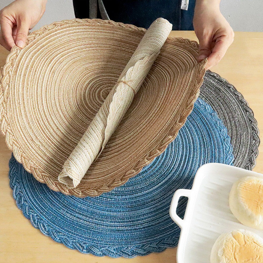Round Woven Placemats Kitchen Table Place Mat Dining Table Cup Mat 18/30/38cm