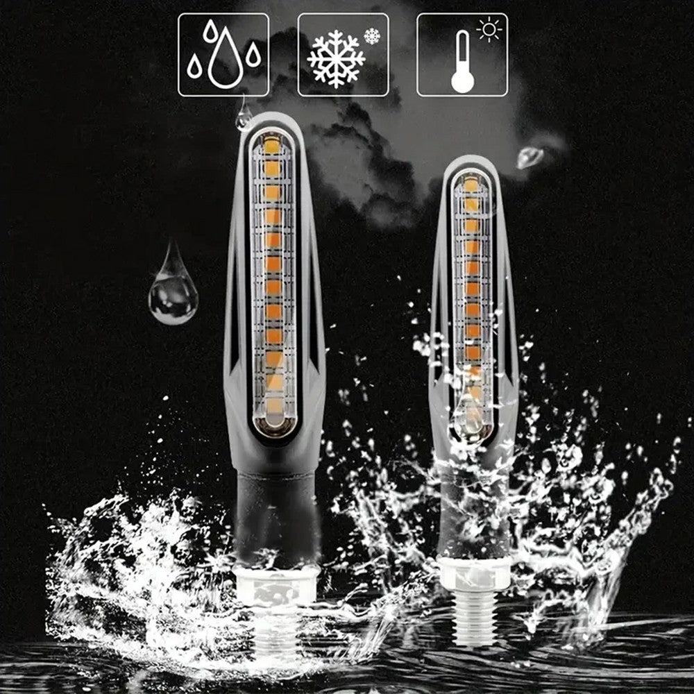 LED Sequential Motorcycle Indicators Flowing Turn Signals Motorbike Blinkers 12V