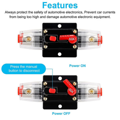 Circuit Breaker 12V 24V Dual Battery IP67 Waterproof Fuse Manual Reset 20 - 100A