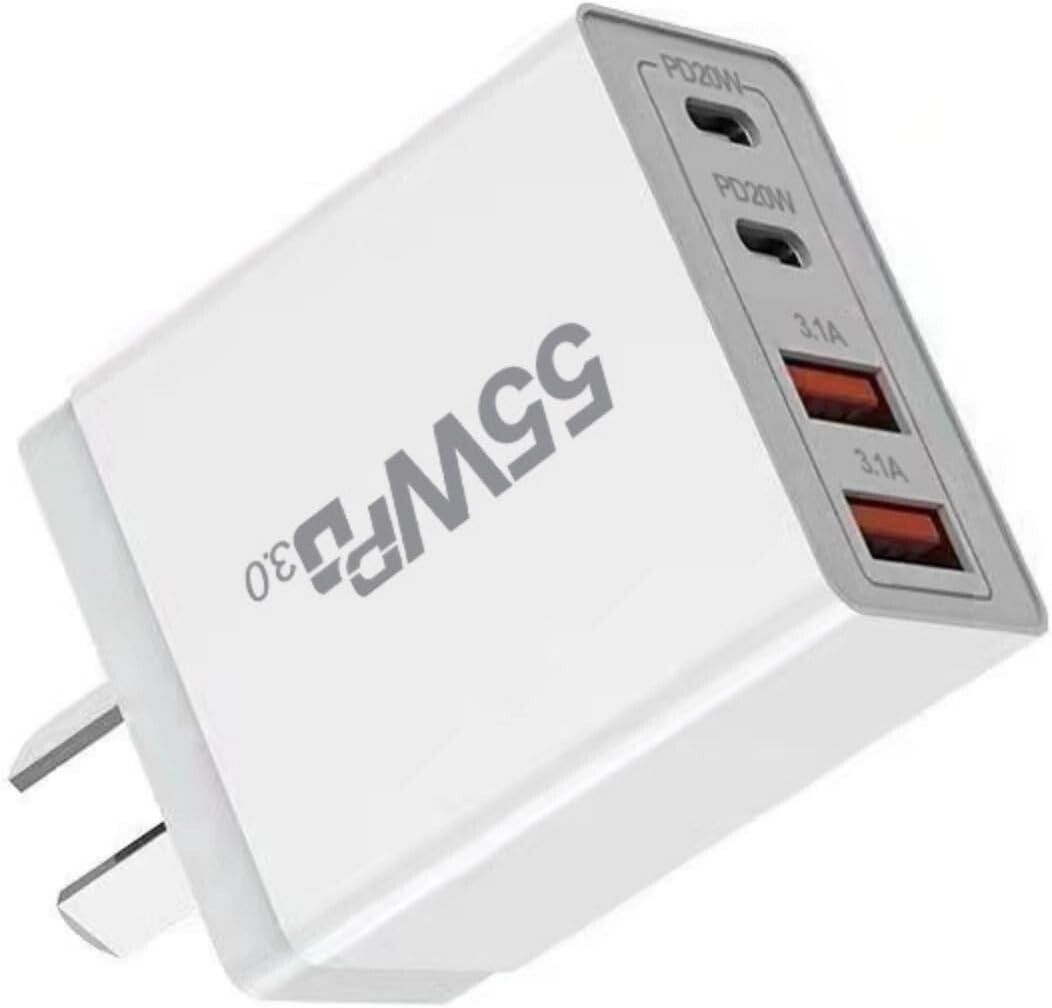 55W 4 Port USB-C PD Type-C Fast Charging Wall Plug USB C Charger Power Adapter