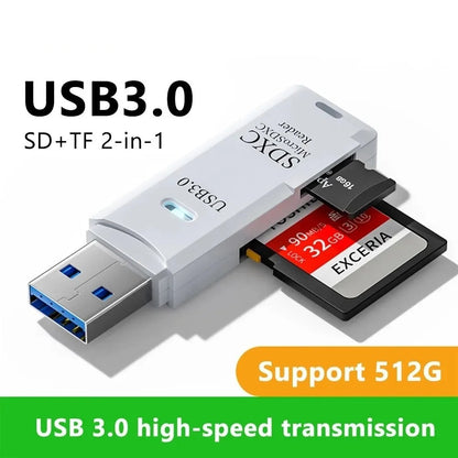 2-in-1 USB 3.0 Card Reader Micro SD TF Memory Adapter for PC Laptop