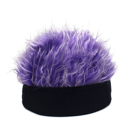 Retro Fake Hair Skullcap Hip Hop Beanie Wig Hat Punk Fun Short Hair Caps Men