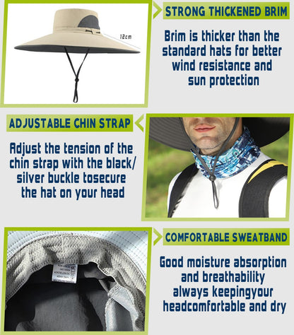 Big Head Sun Hat UPF50 for Large Head, XXL Bucket Hat Men/Women, Waterproof Wide