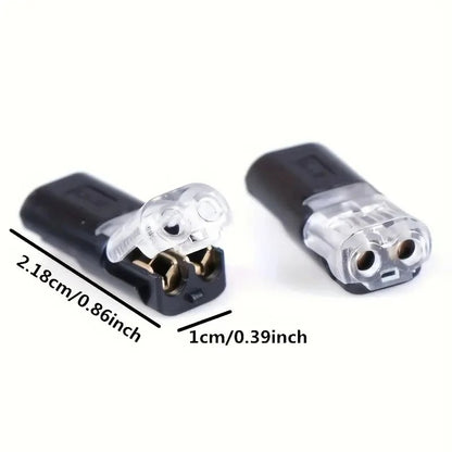 20/50/100 H2 2-Pin Wire Connectors Quick Connect Terminal Block Nylon Copper