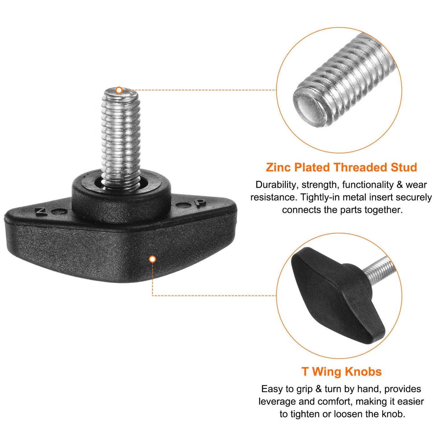 M5 M6 M8 Tee Wing Knob Head Clamping Thumb Screw Dial Lock Hand Grip Bolt Spare
