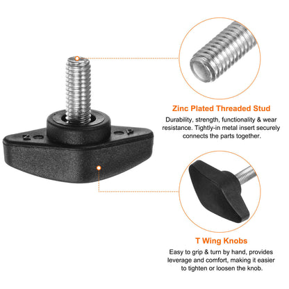 M5 M6 M8 Tee Wing Knob Head Clamping Thumb Screw Dial Lock Hand Grip Bolt Spare
