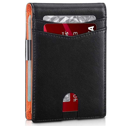 Wallet RFID Blocking Mens Slim Wallet with Money Clip Leather Wallet Anti-scan