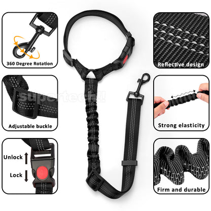 Headrest Anti Shock Pet Dog Car Seat Belt Bungee Lead Travel Safety Harness Clip