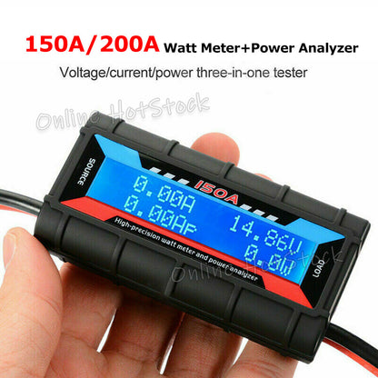 200A Digital LCD Amp Watt Meter Power Analyser Solar Caravan+ Anderson Plug NEW