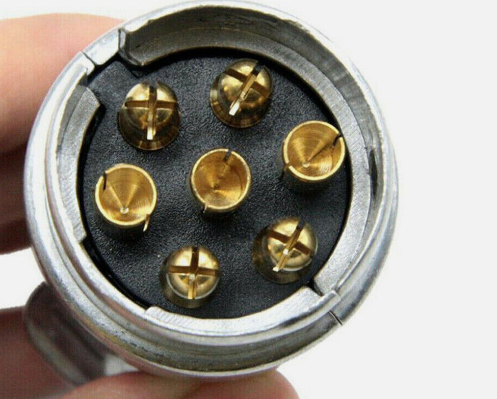 7 Pin Male + Female Round Trailer Plug Slim Adapter Connector Caravan Boat Part