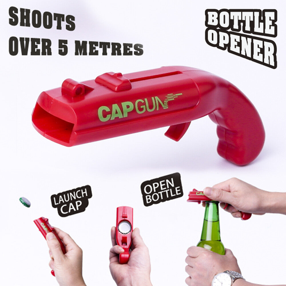4PCS Gun Beer Bottle Opener Launcher Drinking Game Cap Plastic Shooter Fun Party