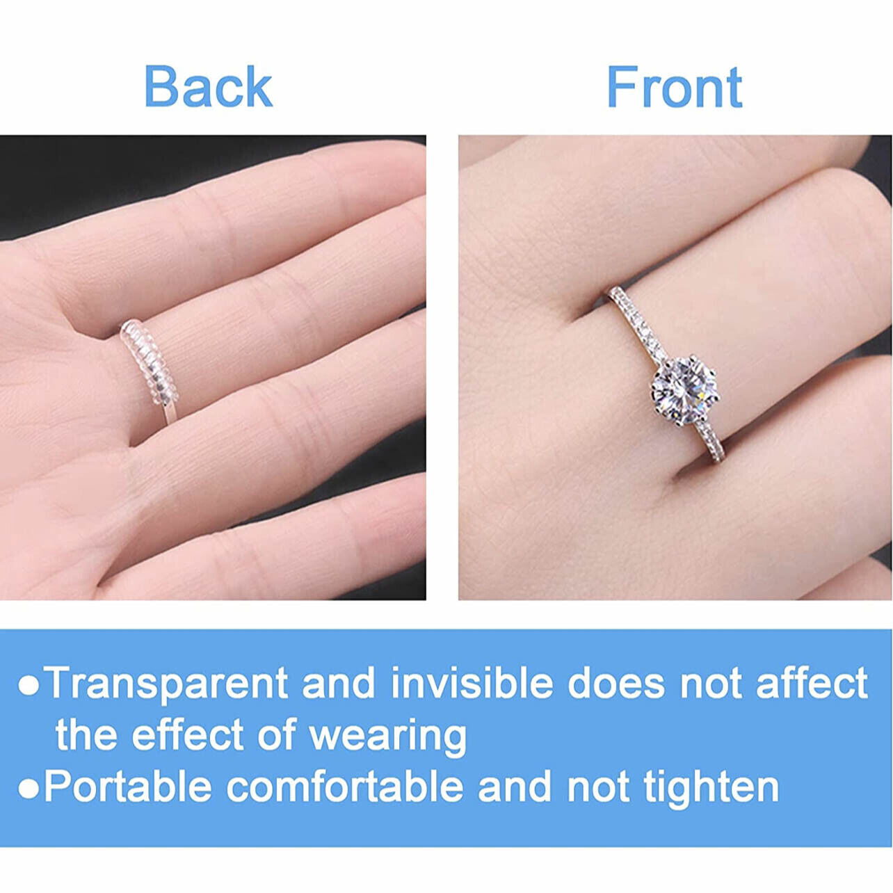 5-20 x Ring Size Adjuster Reducer Spiral Invisible Snugs Guard Resizer Jewellery