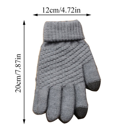 Unisex Winter Touch Screen Gloves Warm Crochet Knitted Wool Full Finger Mittens