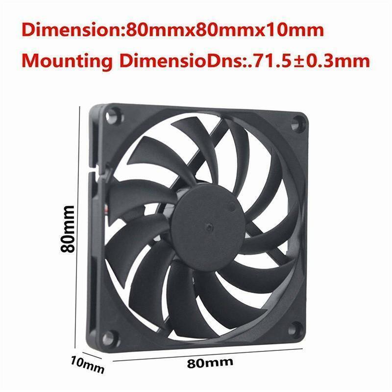 2PC 12V DC 8010 Fan 2 Pin Brushless Cooling for Computer Hydroponics AU Stock