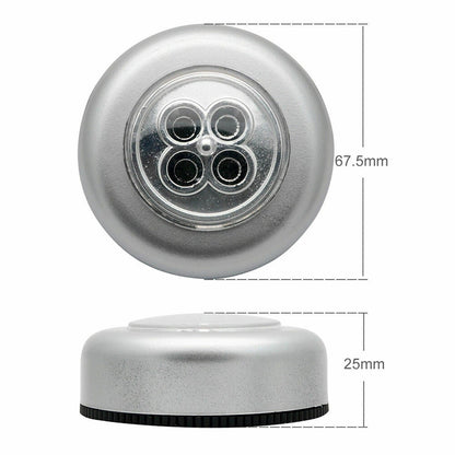 4 LED Touch Push Button lamp Light Self-Stick Long Battery Life Down Spot Light