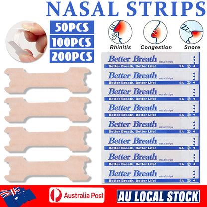 200 Pack Nasal Strips Help Breathe Better Stop Snoring Sleep Right Snore Less AU