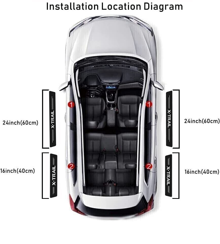 4pcs Compatible with Nissan X-TRAIL Accessories Car Door Sill Protector Guard Step Stickers