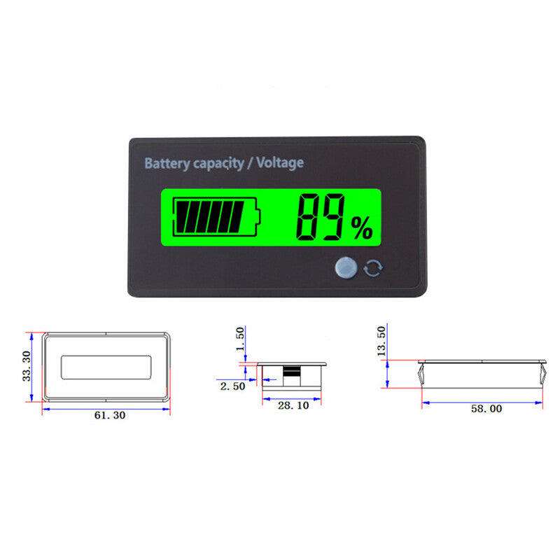 12-48V LCD Battery Capacity Voltage Meter Caravan Battery Monitor DigitalDisplay