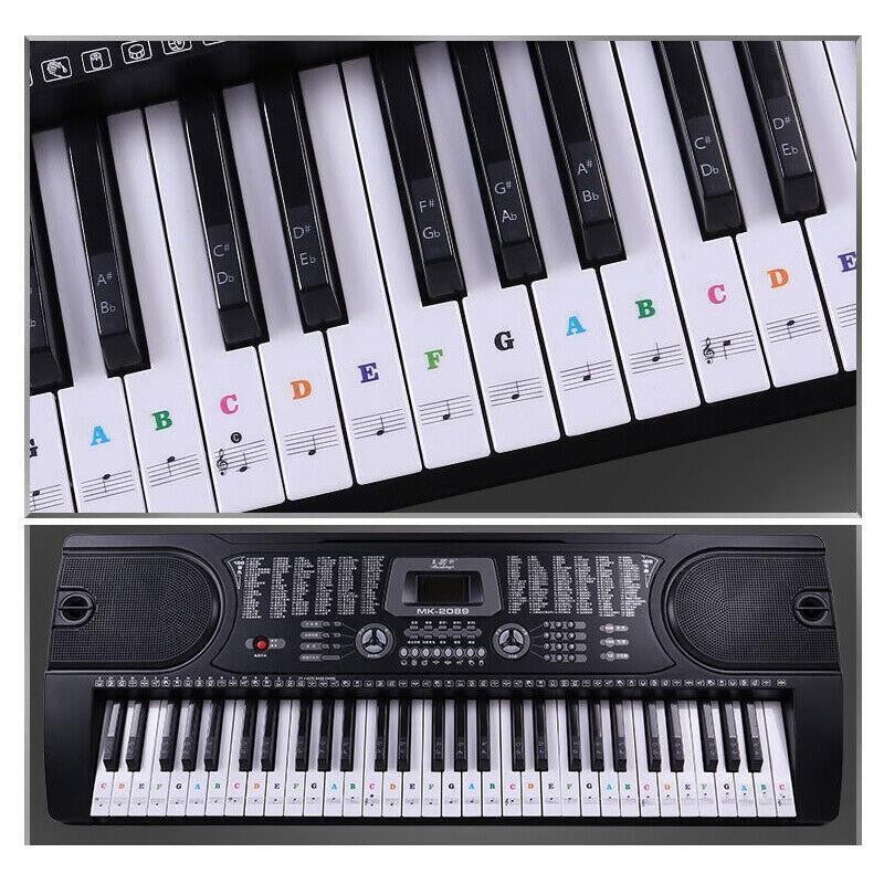 TRANSPARENT Keyboard Piano Stickers 88/61/54/49/37 KEYS Sticker Note For Learner