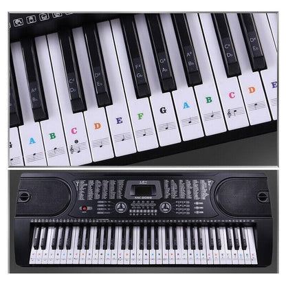 TRANSPARENT Keyboard Piano Stickers 88/61/54/49/37 KEYS Sticker Note For Learner