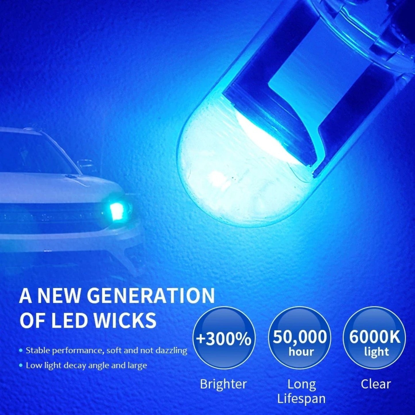 10X White T10 194 168 W5W COB Waterproof Bright Wedge Interior LED Light Bulb