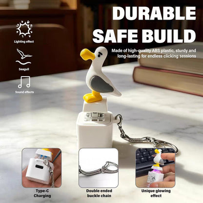 Rechargeable Seagull Mine Keychain Button with Sound Keyboard Clicker Fidget Toy