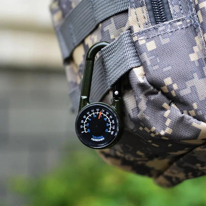 1 Pc Zinc Alloy Compass Thermometer Keychain Portable Outdoor Camping Hiking