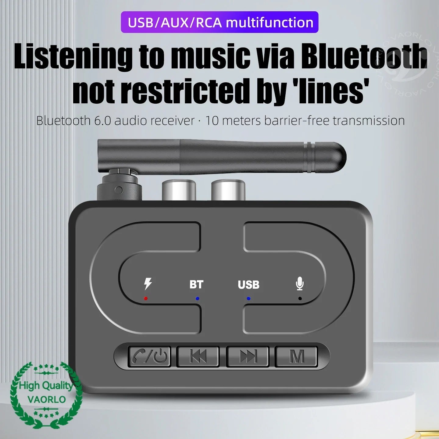 6.0 Bluetooth Receiver Wireless Transmitter HiFi Audio Adapter 3.5mm AUX to RCA