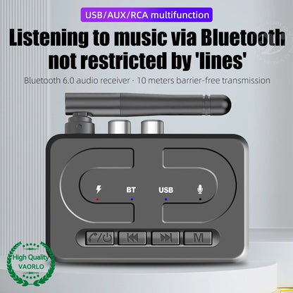 6.0 Bluetooth Receiver Wireless Transmitter HiFi Audio Adapter 3.5mm AUX to RCA