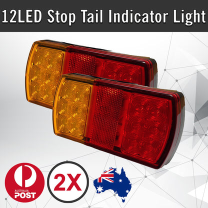 2 x 12 LED Trailer Lights Tail Stop Indicator Lamp Truck Trailer 12V