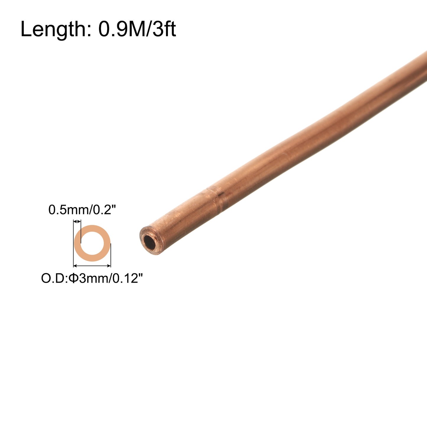 Copper Tube 1/8" OD 3Ft Refrigeration Flexible Pipe Seamless Hollow