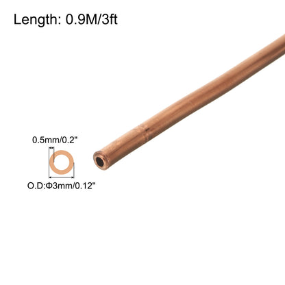 Copper Tube 1/8" OD 3Ft Refrigeration Flexible Pipe Seamless Hollow
