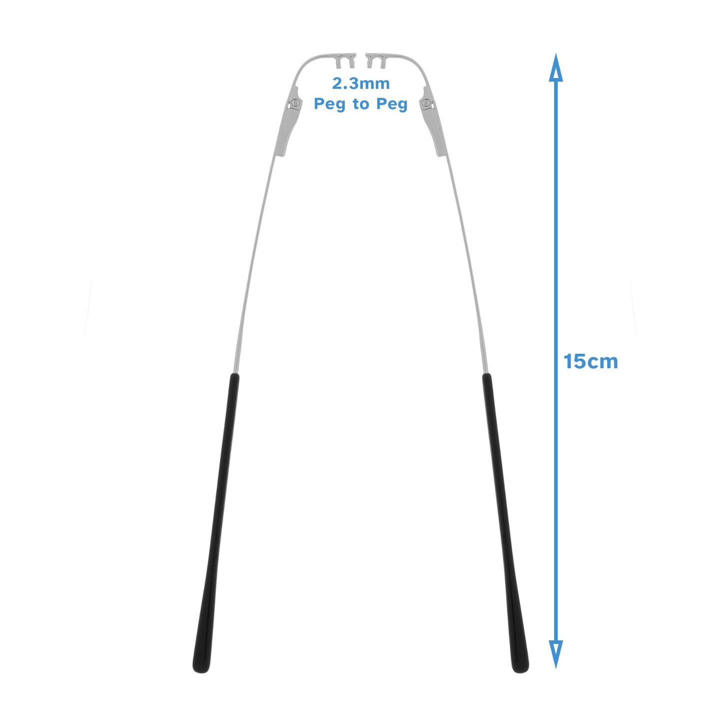 2pcs Silver 14cm Metal Rimless Eyeglass Temple Arm With End Tips 2.3mm Pegs
