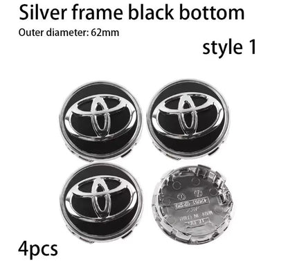 Set of 4 Toyota 62mm Silver Centre Wheel Hub Caps Emblem Badge Camry Hilux RAV4