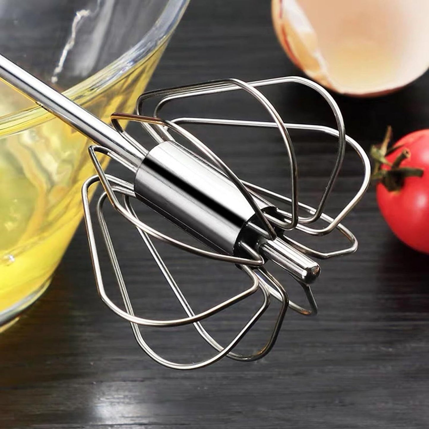 Stainless Steel Semi-Automatic Whisk Hand Push Rotary Whisk Blender Stirrer Tool