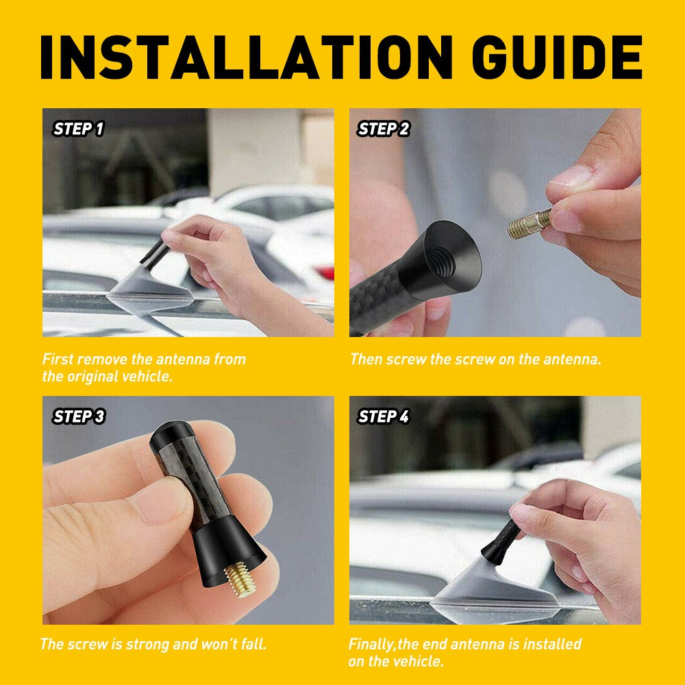 Car Bee-Sting Stubby Short Carbon+Black Aerial  Arial Mast Antenna FM-AM