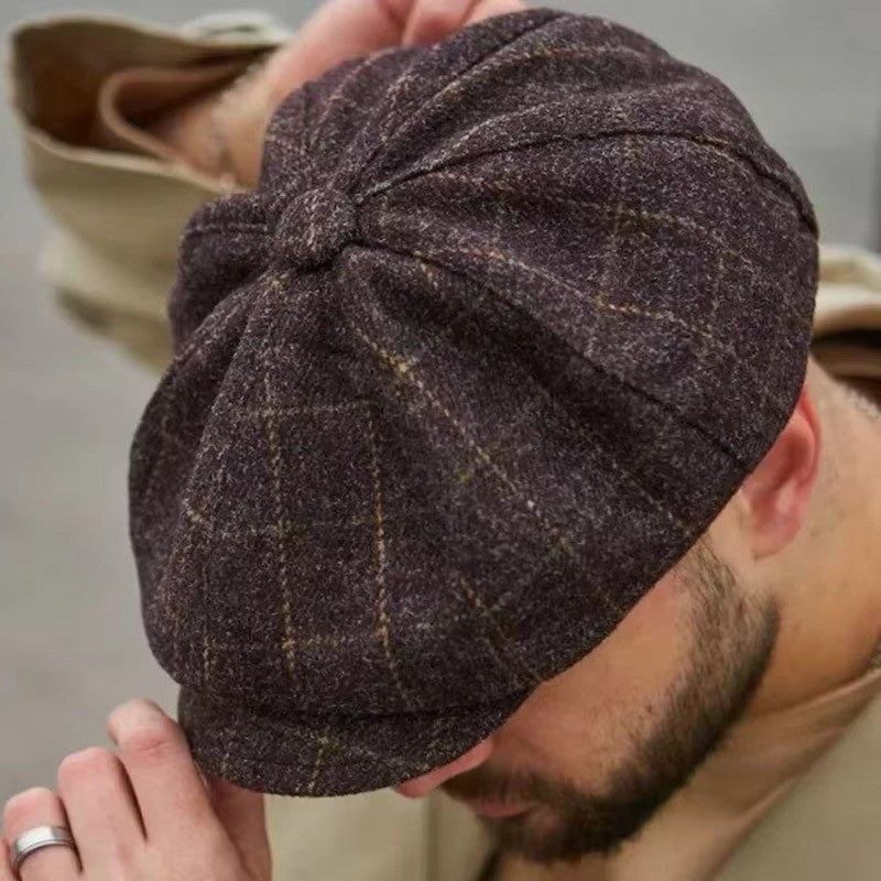 Mens 8 Panels Newsboy Flat Cap Peaky Blinders Baker Boy Golf Driving Beret Hat