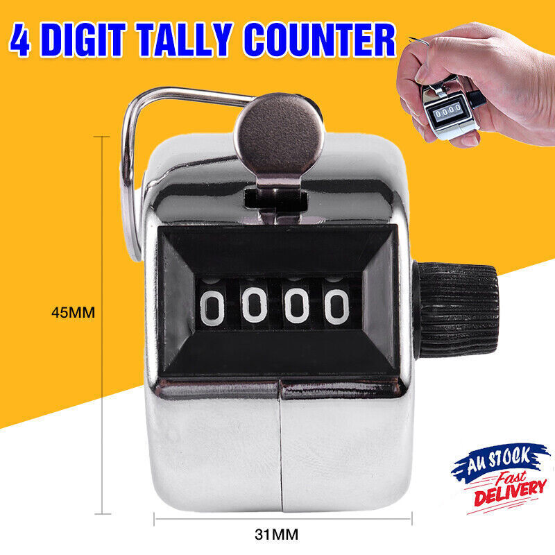 4 Digit Tally Counter Hand Held Number Clicker Mechanical Manual Counting Click