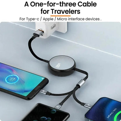 Multi Charging Cable 3 in 1 Retractable USB Charger Cord for iPhone/Samsung