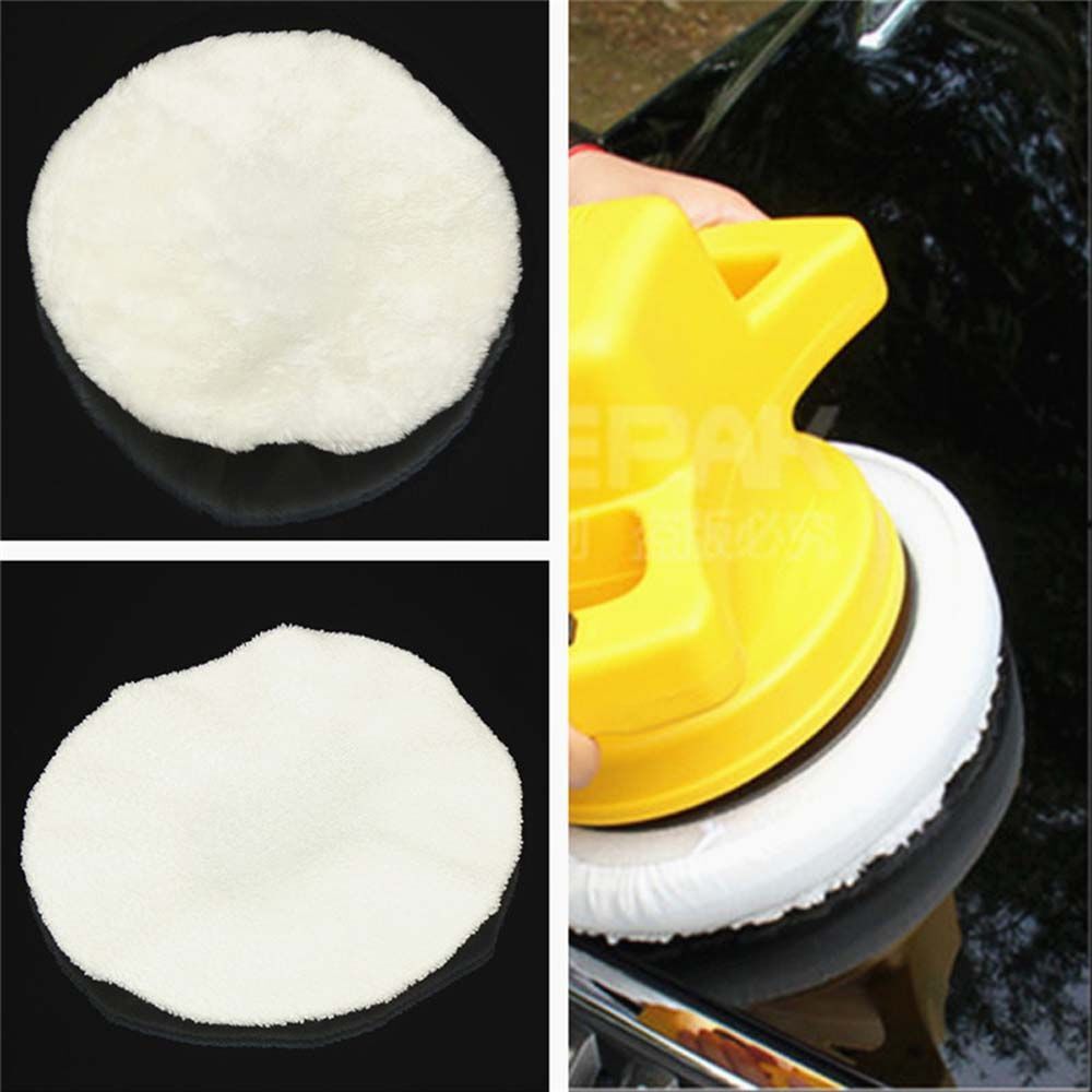 Universal White Woolen Fleece Buffing Pad Waxing Car Polish Buffer Bonnet Cover*