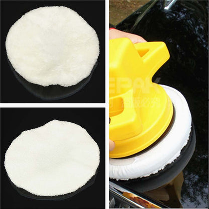 Universal White Woolen Fleece Buffing Pad Waxing Car Polish Buffer Bonnet Cover*