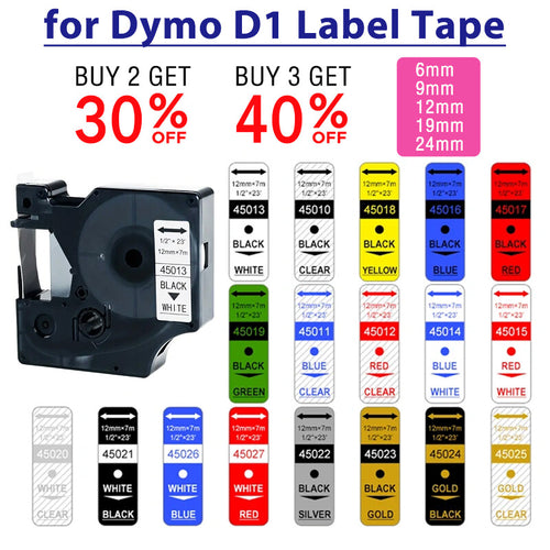 Compatible for Dymo D1 Label Tape 9mm 12mm for Dymo Label Manager 160 280