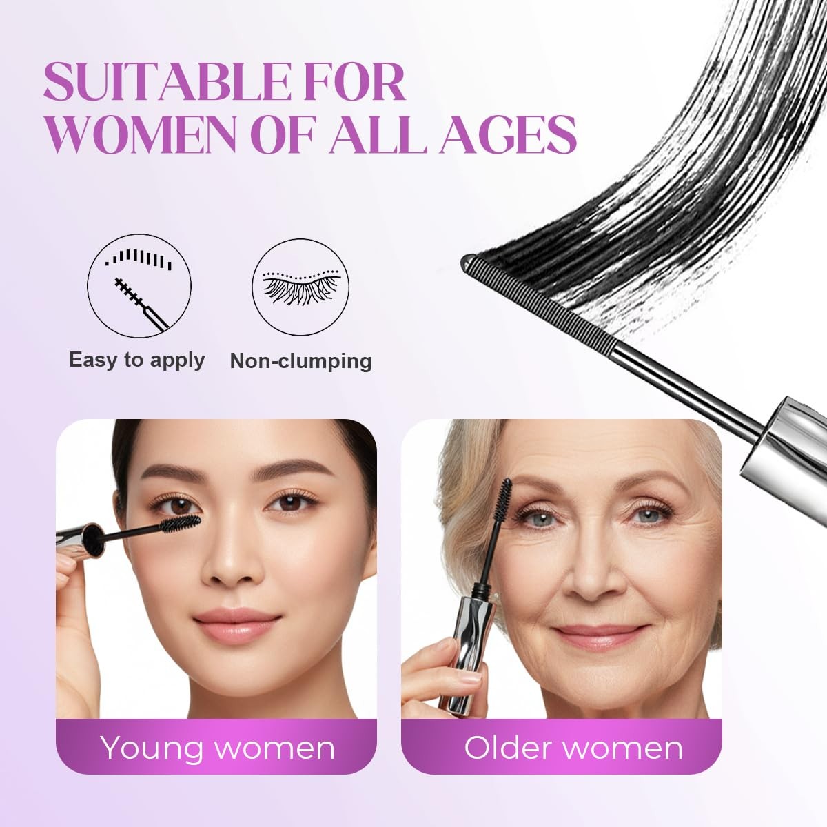 Washable Wand Mascara 3D Curling Waterproof Sweatproof Iron Mascara Long Lasting