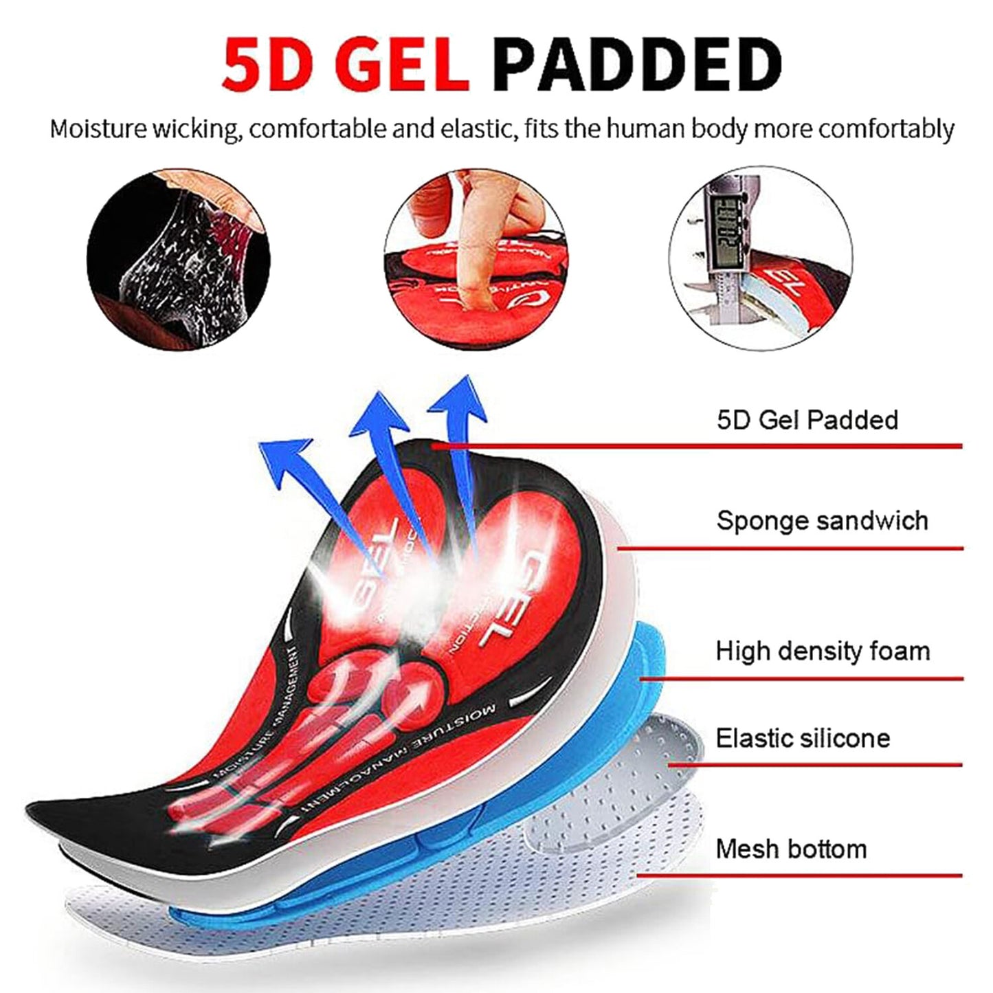Men's Bicycle Shorts MTB Bike Shorts 5D Padded Gel Cycling Tights Shorts Pants