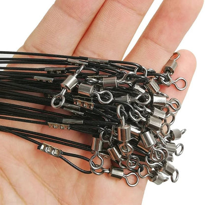 10PCS WIRE TRACE LEADER 50cm STEEL RATED 125LBS NYLON COATED FISHING TACKLE