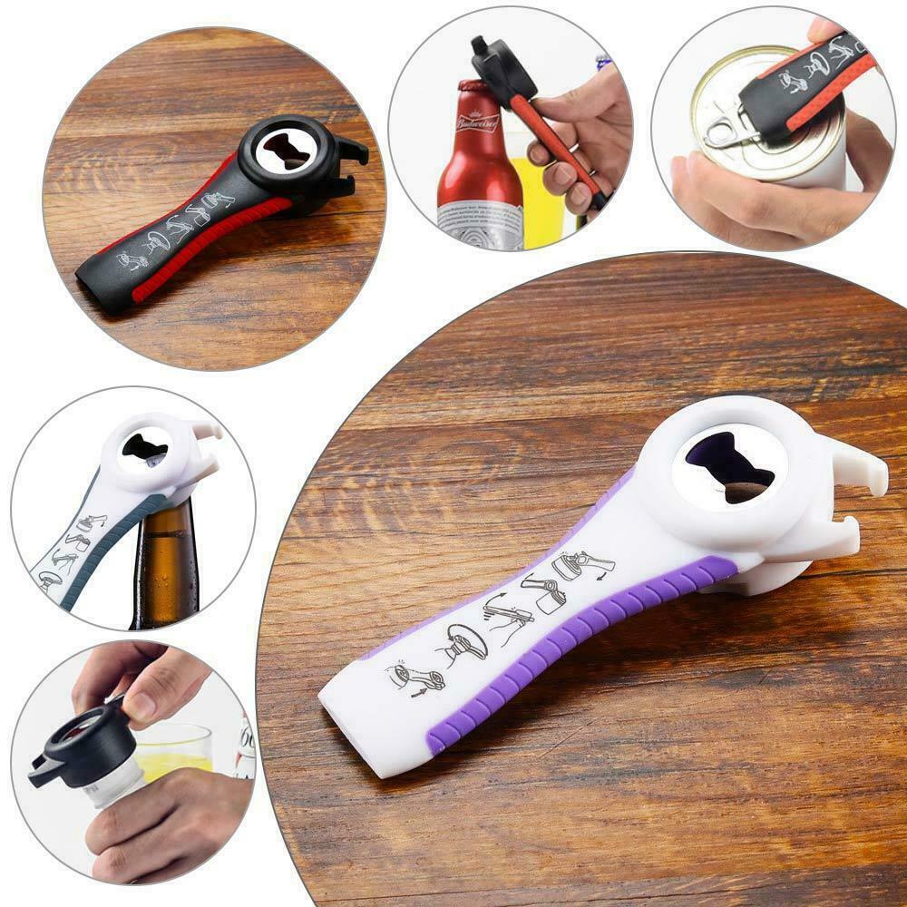 Multi-Use Bottle Opener Non Slip Screw Beer Can Jar Lid Top Remover Kitchen Tool
