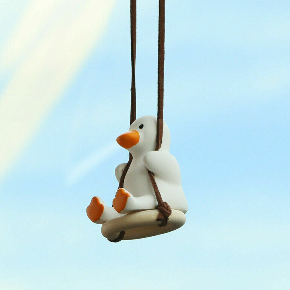 Cute Swing Duck Car Pendant Car Mirror Swinging Duck Car Hanging Ornament AU