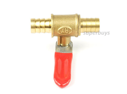 10mm Brass Barbed Shut Off Valve Cock Tap Inline Ball Valve Lever Water Flow