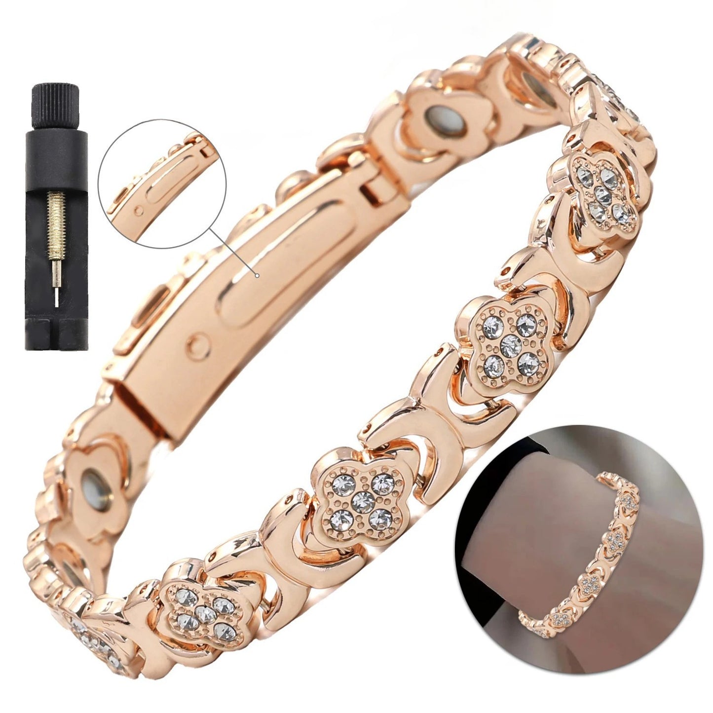 Pure Copper Clover Bio-Magnetic Bangle / Bracelet for Healing, Arthritis & Pain
